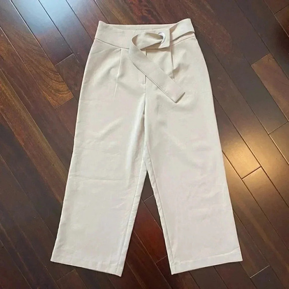 Dynamite High Rise Wide Leg Cropped Trouser Pants Tan Beige  XS NWT - Picture 7 of 15